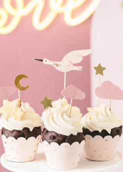 Pikery na babeczki na baby shower BOCIAN (7szt.)