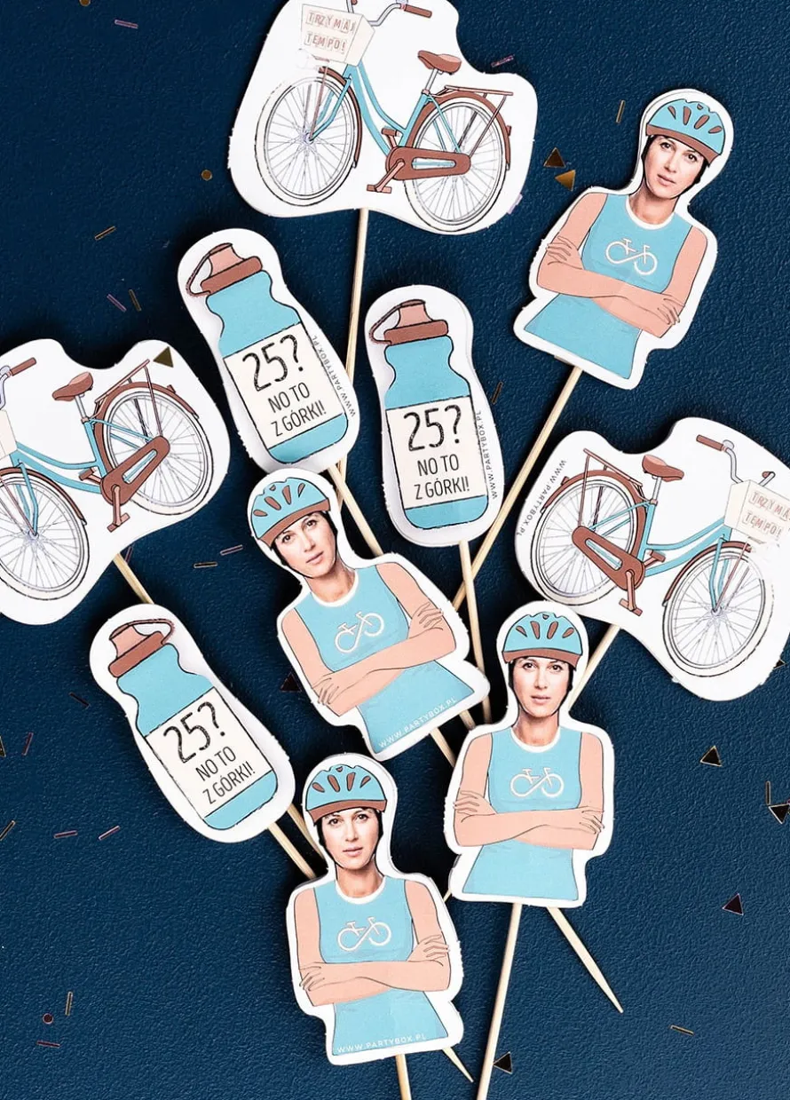 Pikery personalizowane URODZINY ROWERZYSTY tort rowerzysty (11szt.)