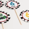 Pikery urodzinowe DLA FANA SAMOCHODÓW personalizowane (6szt.)