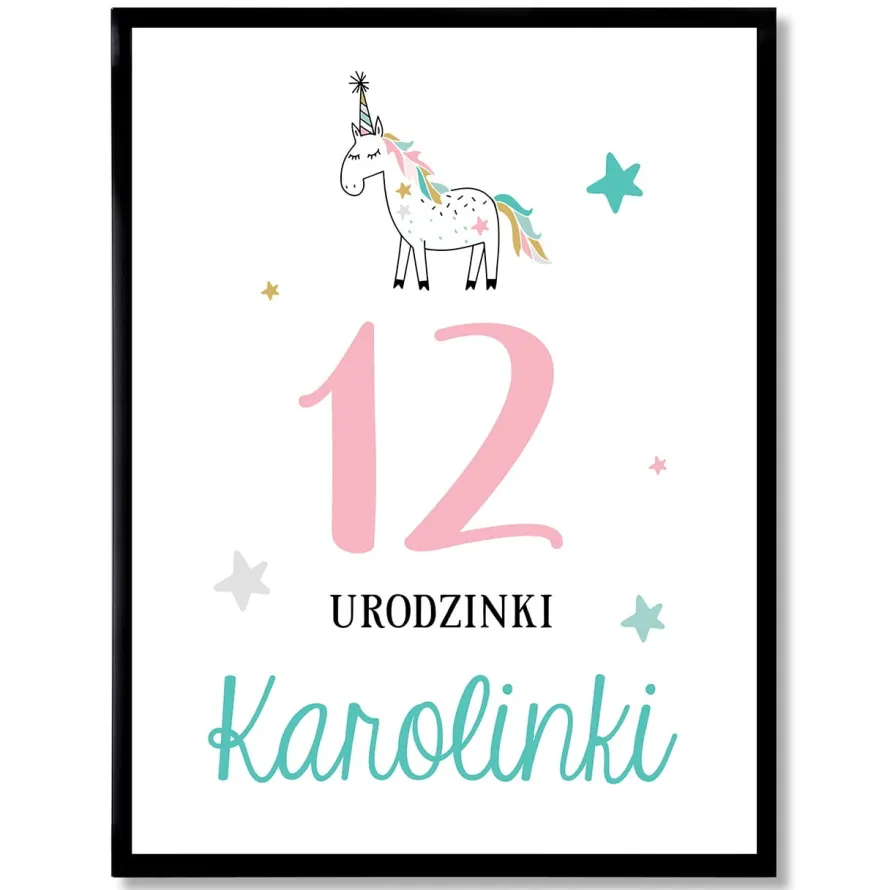Plakat z jednorożcem 31x41 cm JEDNOROŻEC prezent na urodziny
