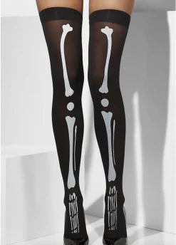 Pończochy na Halloween z nadrukiem KOŚCI