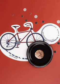 Podkładki papierowe na stół na urodziny rowerzysty ROWEROWO (6szt.)
