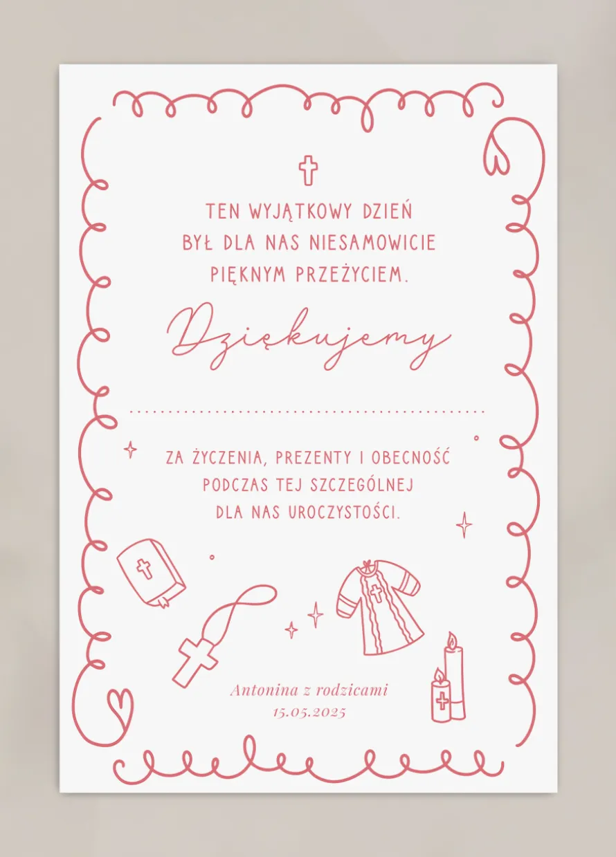 Podziękowanie NA CHRZEST dziewczynki