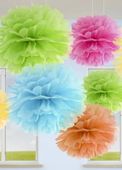 Pompon dekoracyjny z bibuły BŁĘKITNY 25cm