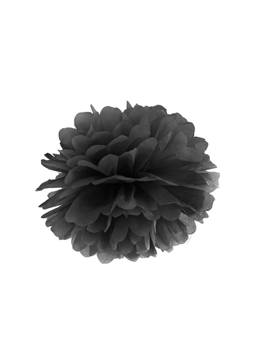 Pompon z bibuły CZARNY 25cm