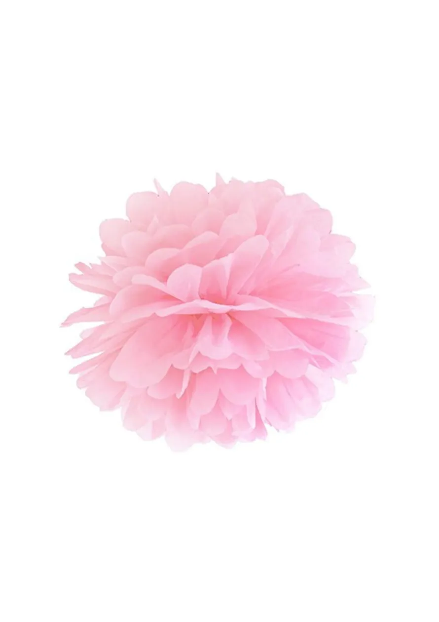 Pompon z bibuły JASNORÓŻOWY 25cm