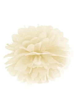Pompon z bibuły KREMOWY 35cm