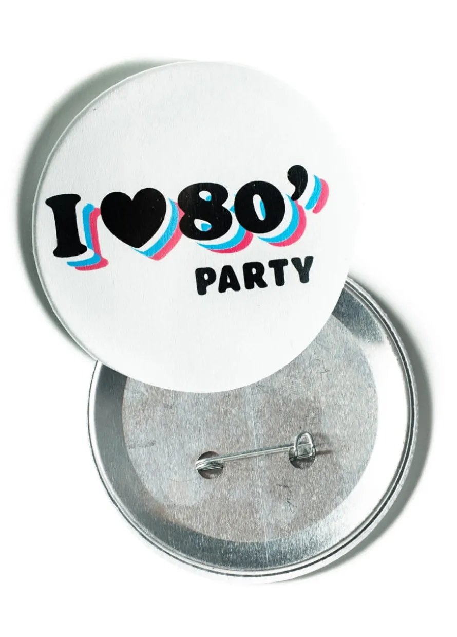 Przypinka I LOVE 80. PARTY 5cm