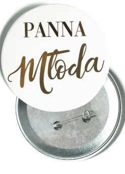 Przypinka na wieczór panieński PANNA MŁODA 7,5 cm