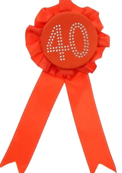 Przypinka urodzinowa 40 URODZINY czerwona