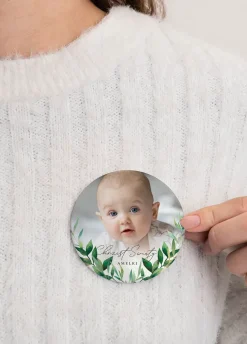 Przypinka z własnym nadrukiem CHRZEST upominek dla gości (12szt.)