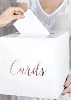 Pudełko na koperty z życzeniami CARDS różowe złoto