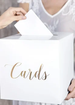 Pudełko na koperty z życzeniami CARDS złote