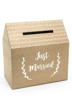 Pudełko na koperty z życzeniami JUST MARRIED kraft