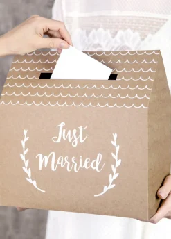 Pudełko na koperty z życzeniami JUST MARRIED kraft