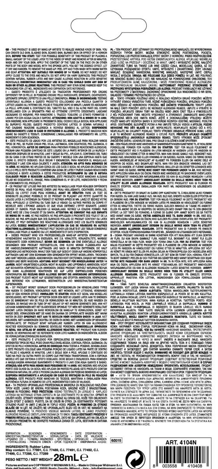 Płynny lateks do charakteryzacji ZIELONY makijaż na Halloween (28ml)
