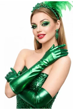Rękawiczki karnawałowe GLAM zielone
