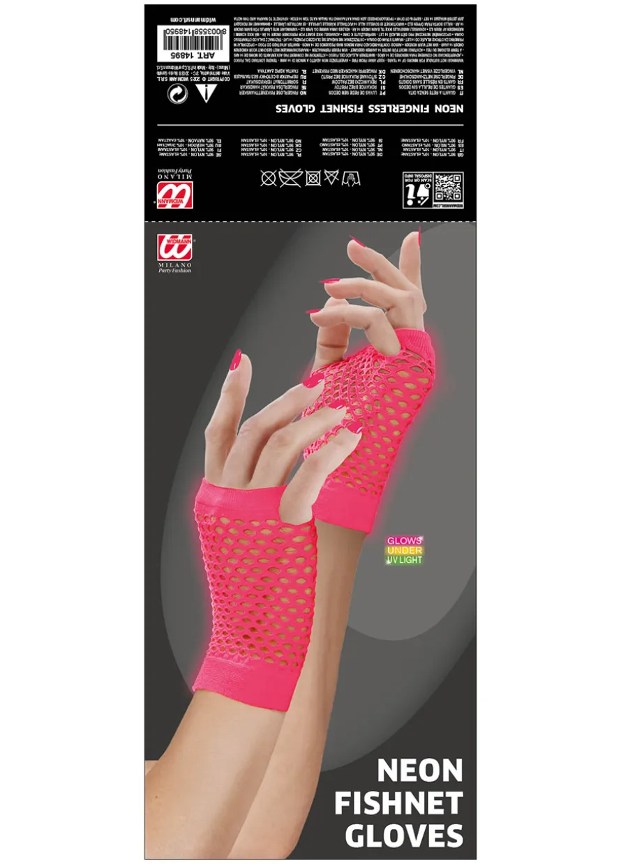Rękawiczki siateczkowe krótkie NEON PINK