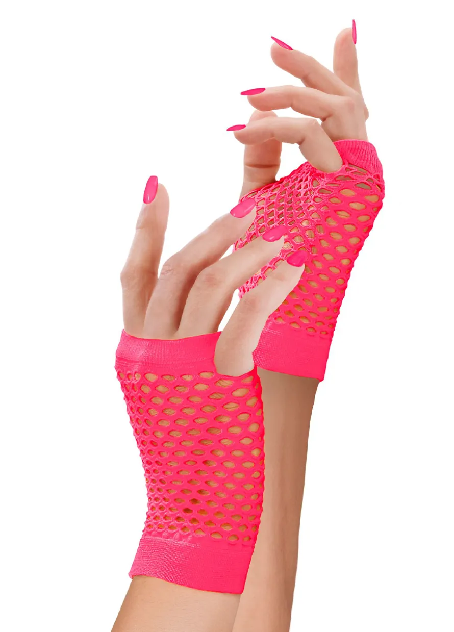 Rękawiczki siateczkowe krótkie NEON PINK