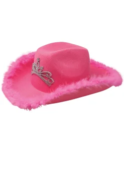 Różowy kapelusz kowbojski z futerkiem PINK GIRL