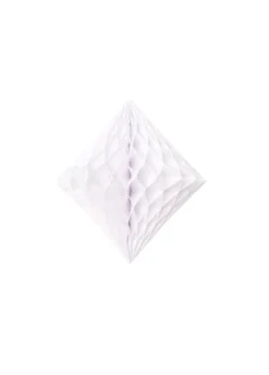 Rozety papierowe DIAMENT białe 10cm (5szt.)