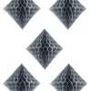Rozety papierowe DIAMENT szare 10cm (5szt.)