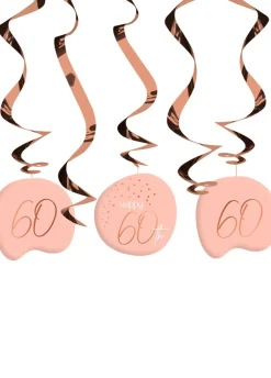 Serpentyna urodzinowa 60 URODZINY Elegant Blush (5szt.)