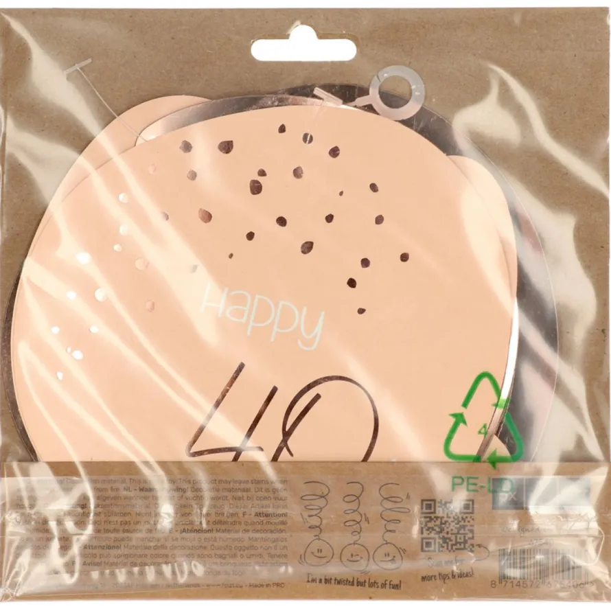 Serpentyna urodzinowa 40 URODZINY Elegant Blush (5szt.)