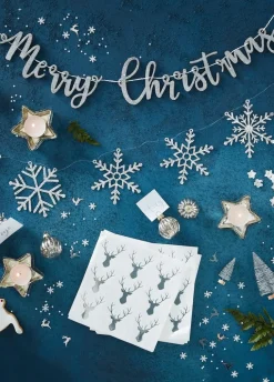 Serwetki CHRISTMAS METALLICS srebrne 25cm (20szt.)