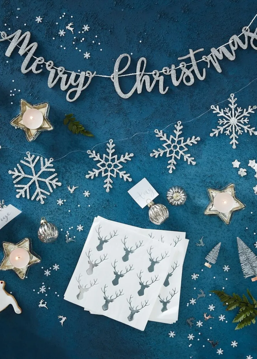 Serwetki CHRISTMAS METALLICS srebrne 25cm (20szt.)