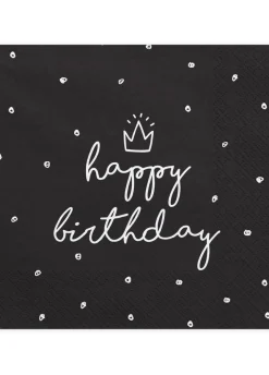 Serwetki HAPPY BIRTHDAY czarne 33cm (20szt.)