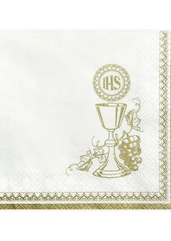 Serwetki komunijne IHS białe 33cm (20szt.)