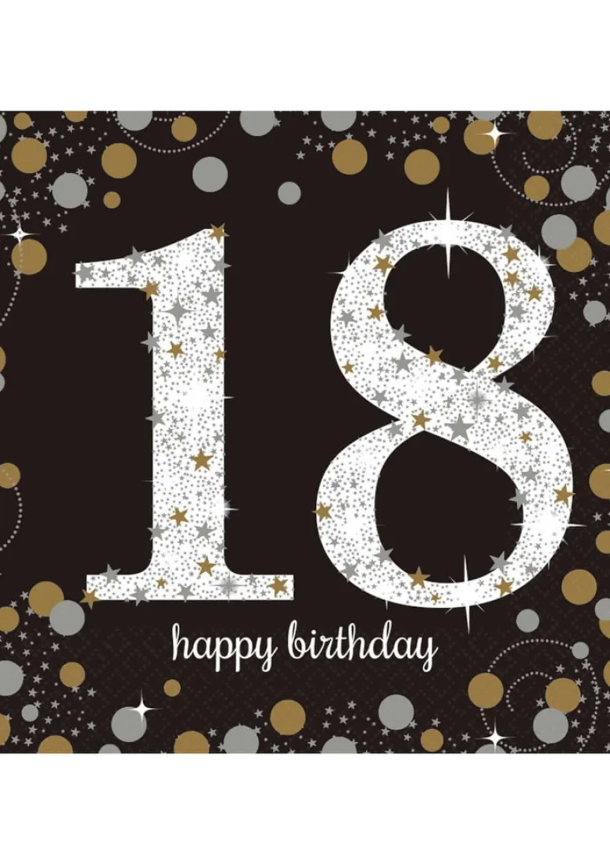Serwetki papierowe na 18 urodziny SPARKLING 18 (16szt.)