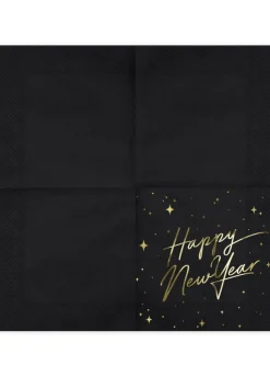 Serwetki sylwestrowe HAPPY NEW YEAR czarne (20szt.)