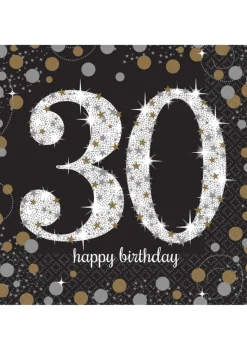 Serwetki urodzinowe 30 HAPPY BIRTHDAY (16szt.)