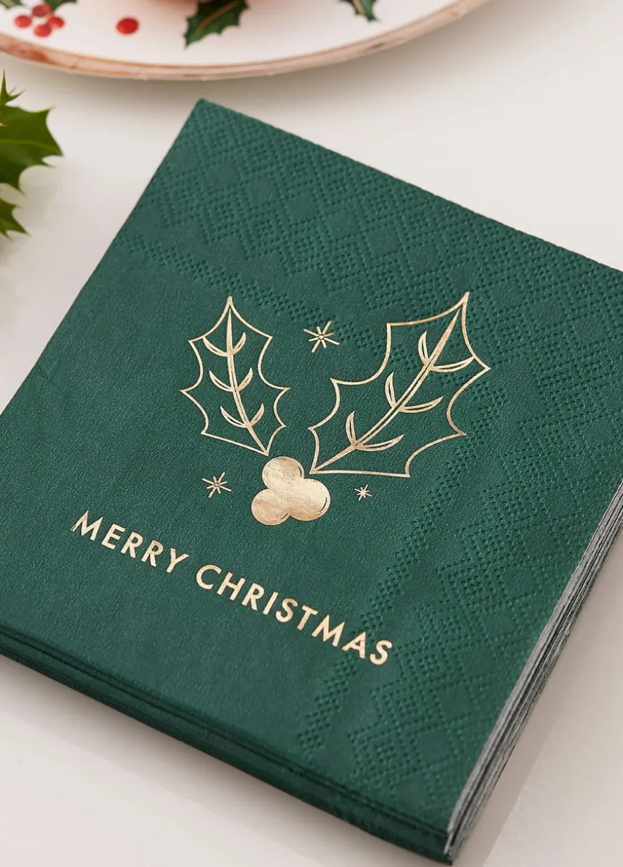 Serwetki świąteczne MERRY CHRISTMAS ze złotym nadrukiem (16szt.)