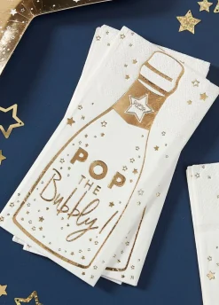 Serwetki ze złotym nadrukiem POP THE BUBBLY (16szt.)