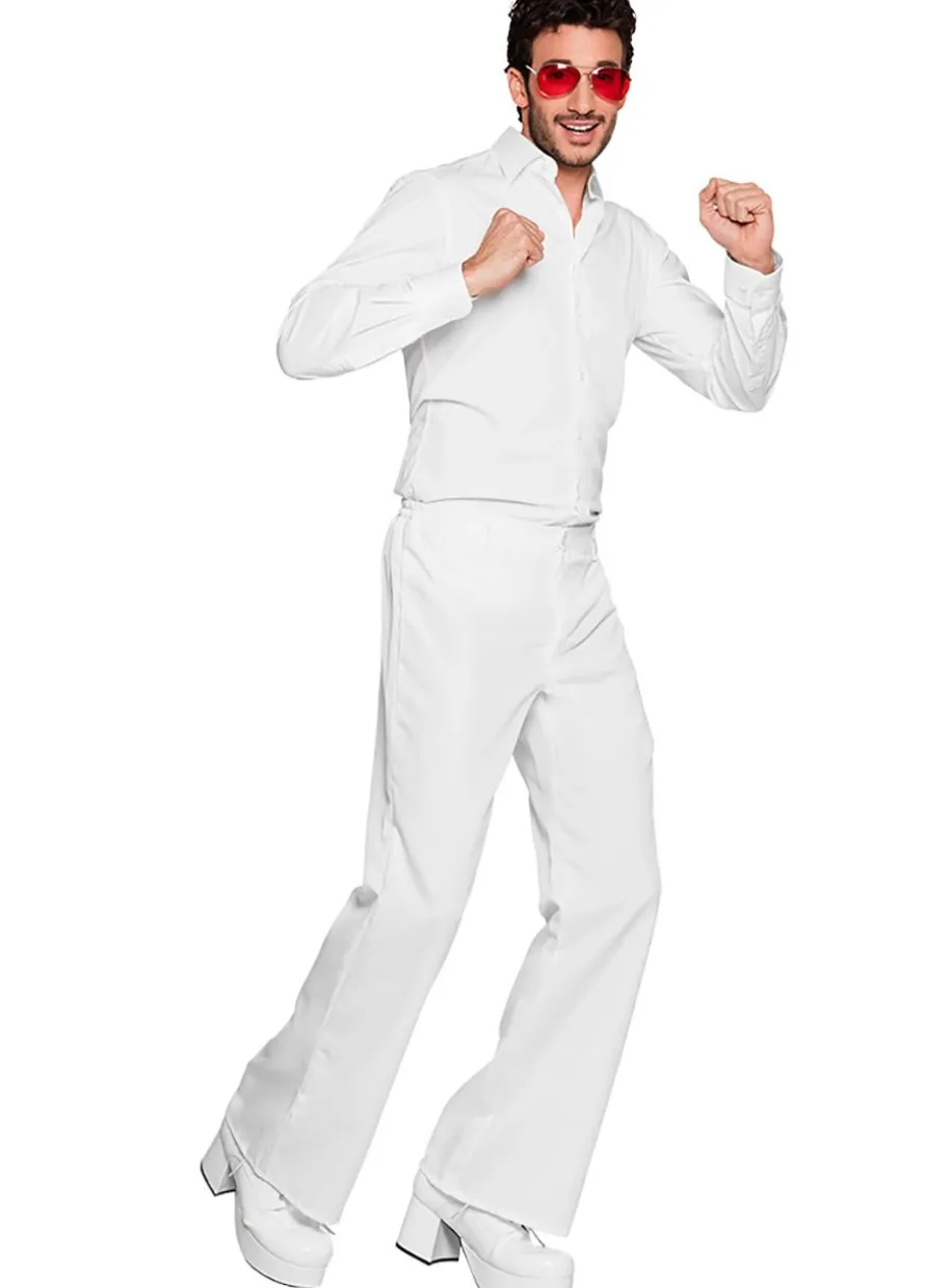 Spodnie DISCO dzwony białe - M/L