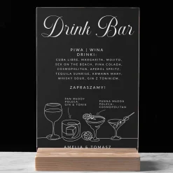 Statuetka plexi MENU DRINKÓW NA WESELE