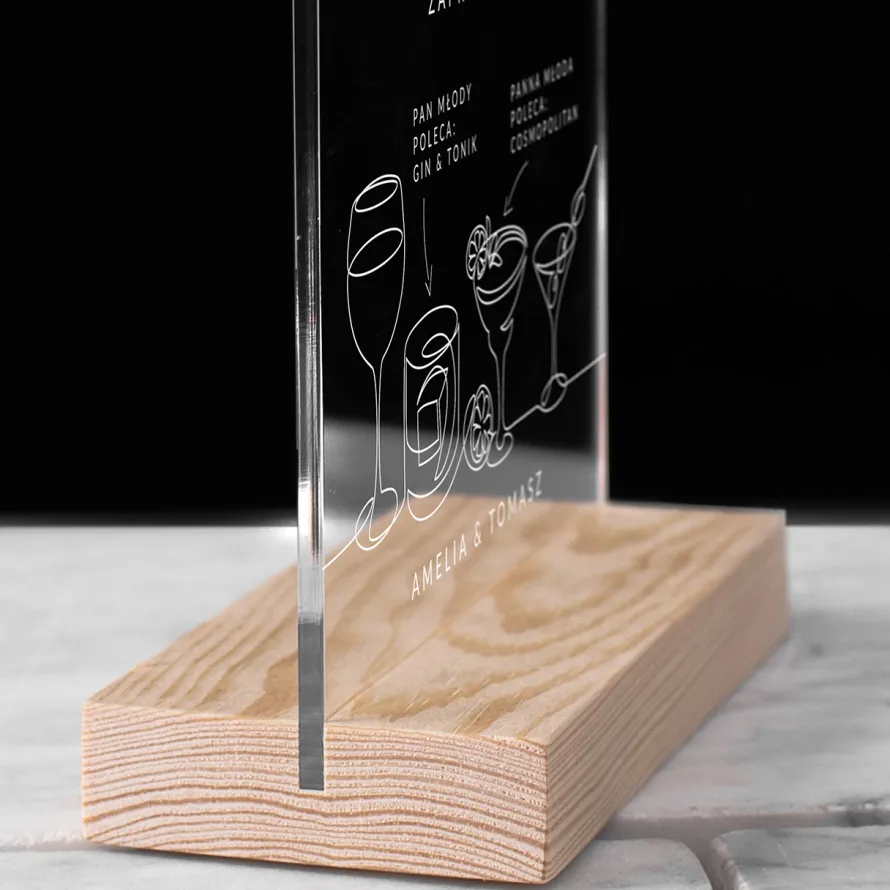 Statuetka plexi MENU DRINKÓW NA WESELE