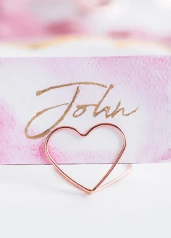 Stojaki na winietki złote SERCA rose gold (10szt.)