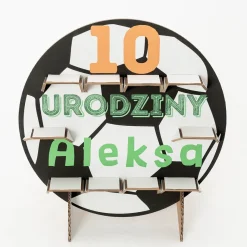 Stojak na babeczki kubeczki PIŁKA NOŻNA piłkarskie urodziny