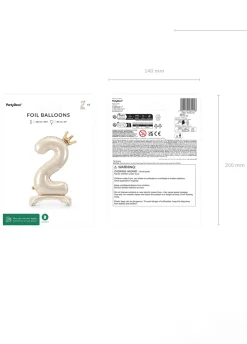Stojący balon CYFRA 2 perłowy (84cm)