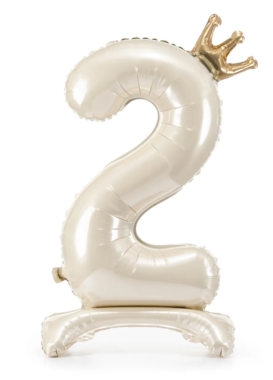 Stojący balon CYFRA 2 perłowy (84cm)