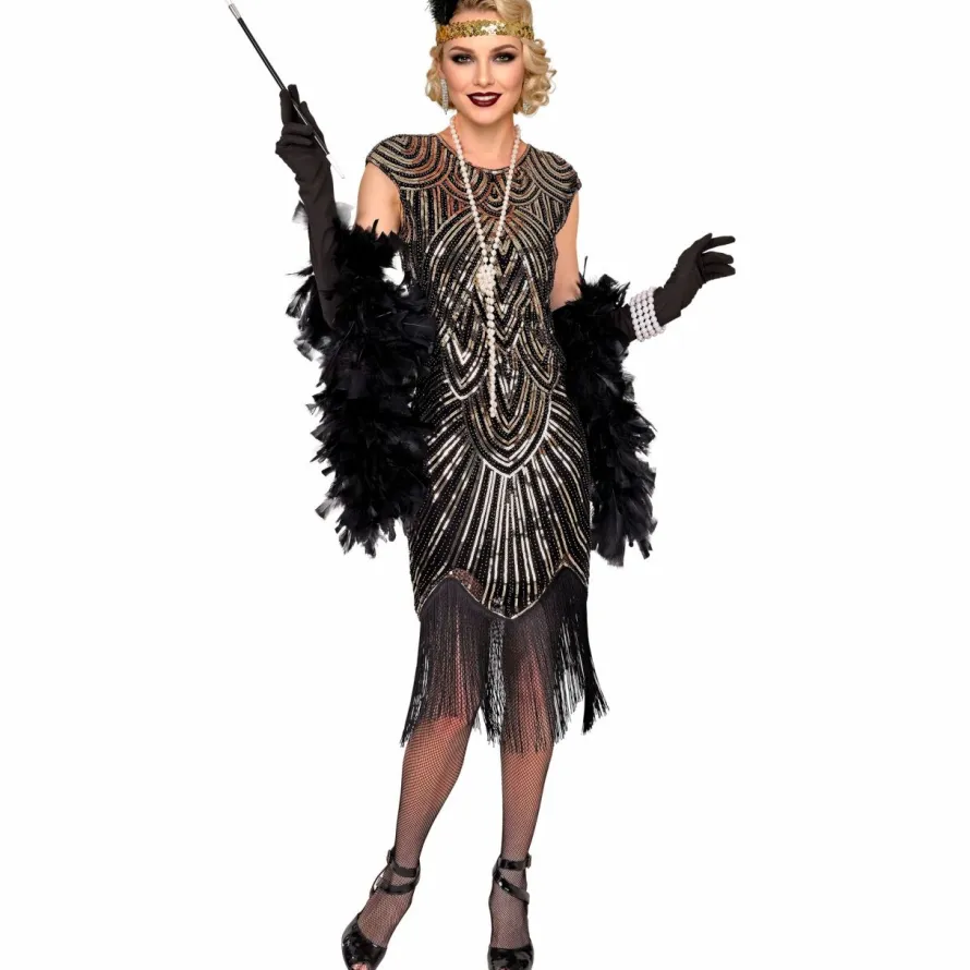 Strój damski lata 20 GATSBY FLAPPER złoty