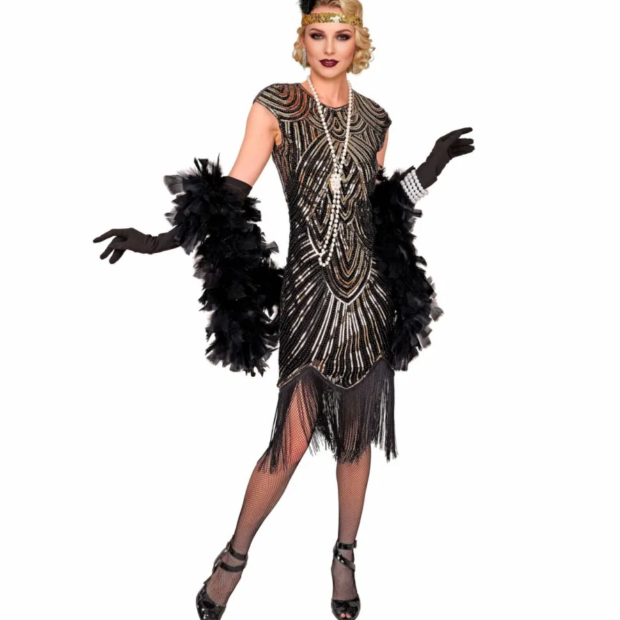 Strój damski lata 20 GATSBY FLAPPER złoty