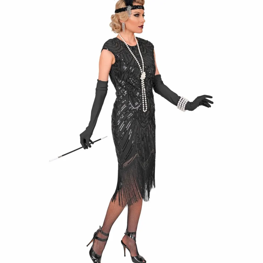 Strój damski lata 20 GATSBY FLAPPER sukienka czarna