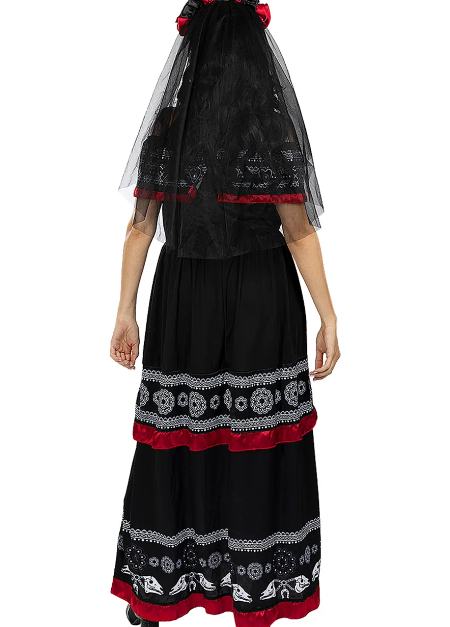 Strój Dia De Los Muertos sukienka Meksykanki - S