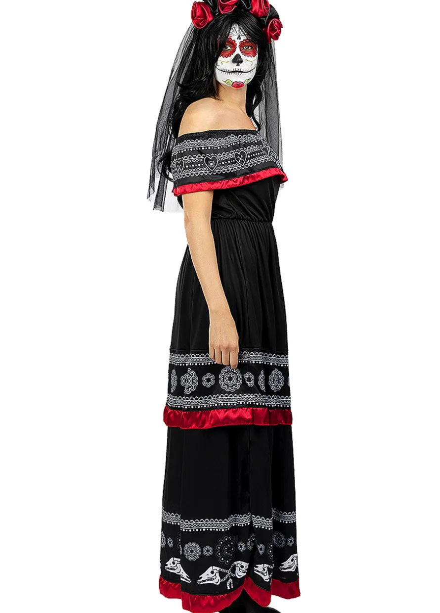 Strój Dia De Los Muertos Sukienka Meksykanki - M