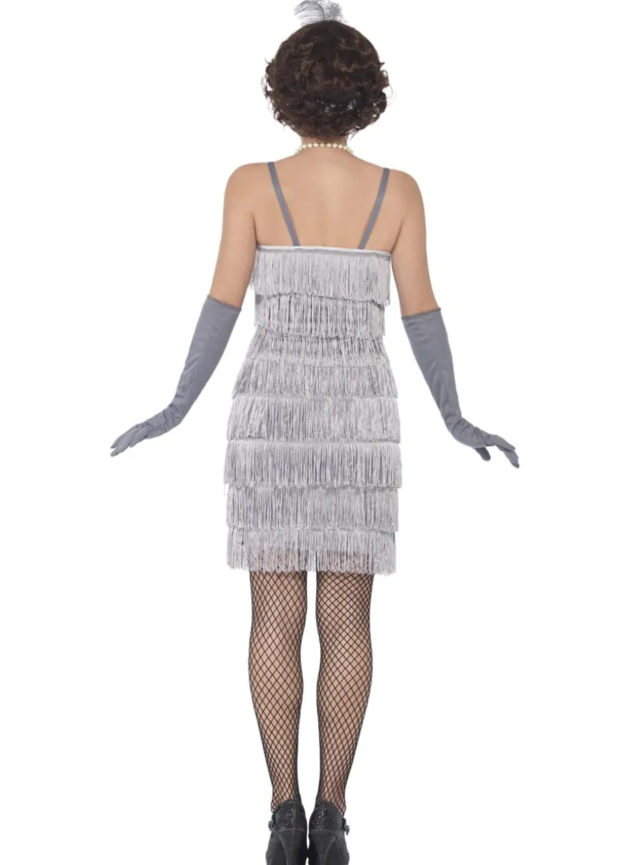 Strój lata 20 FLAPPER srebrny